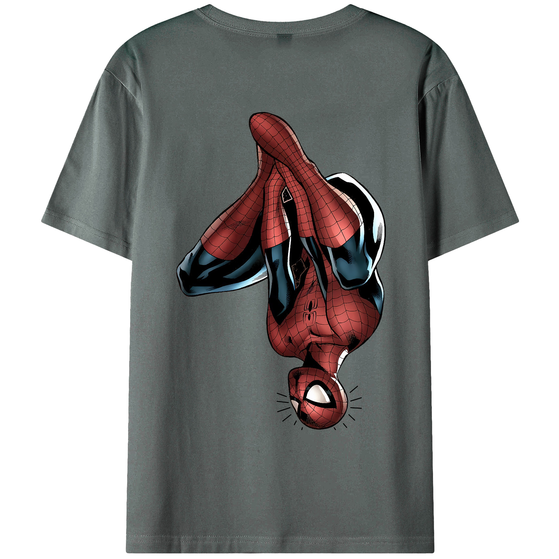 （画像用） Spider Man スパイダーマン 綿100％ メンズ半袖Tシャツ（バックプリント） 通気性